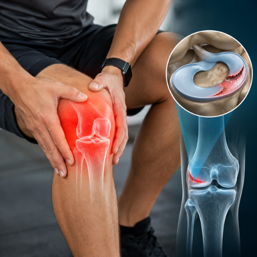 Person experiencing knee locking or catching due to a possible meniscus tear